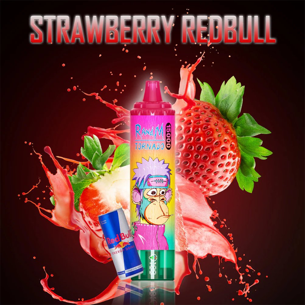 strawberry red bull randm tornado vape 15000